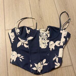 Floral Navy Blue Women's Top